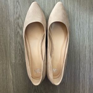Nude Block Suede Heels